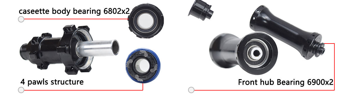 Bicycle hub rim brake straight pull 4 pawls 24 holes