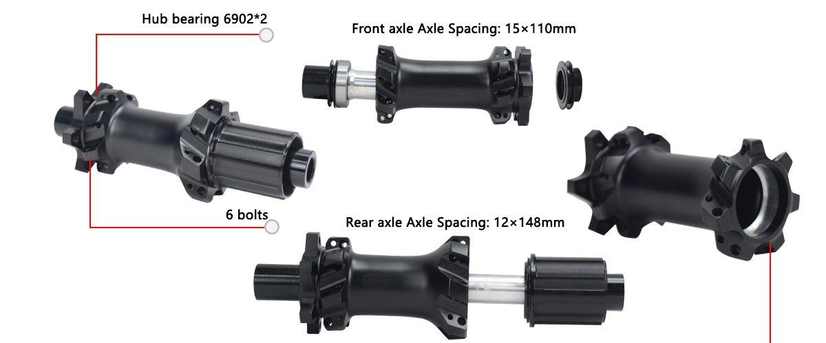 MTB hub 6 bolts boost disc brake front 15*110m rear 12*148mm ratchet MTB hub 6 bolts boost disc brake front 15*110m rear 12*148mm ratchet