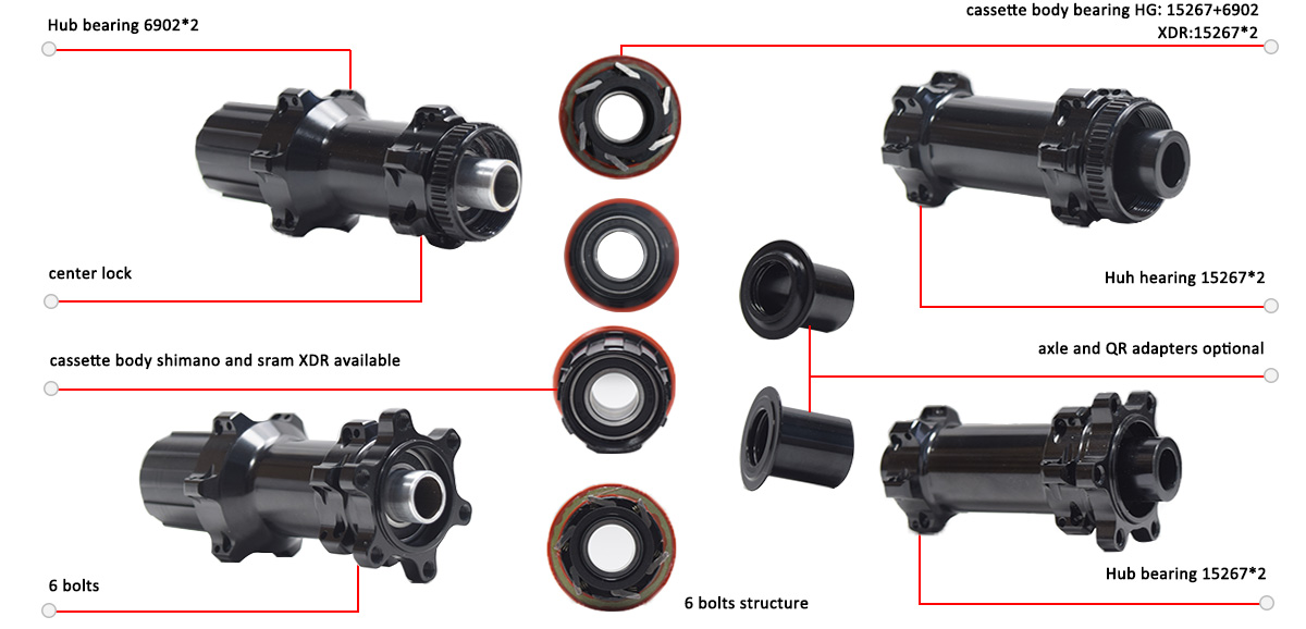 disc brake hub center lock, 6 pawls structure, front 12*100mm rear 12*142mm disc brake hub center lock, 6 pawls structure, front 12*100mm rear 12*142mm