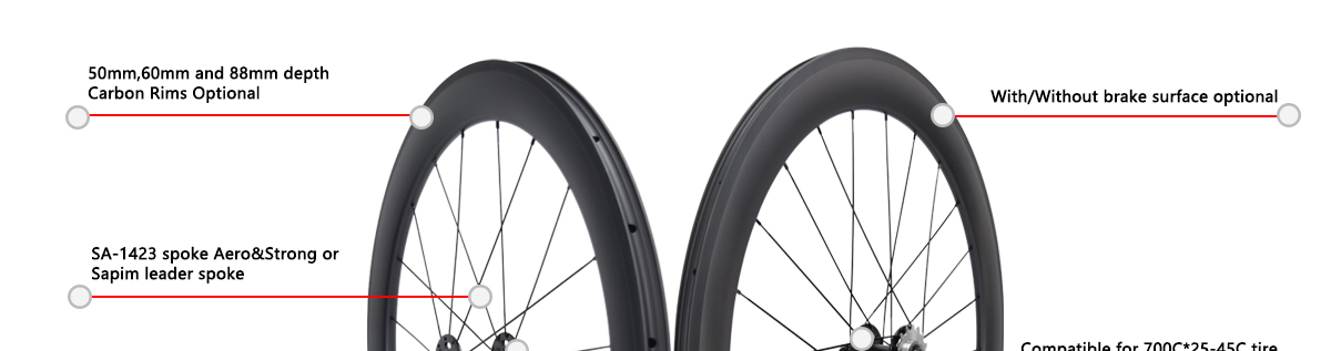 Lightweight Carbon Fixed Gear 700C Wheelset