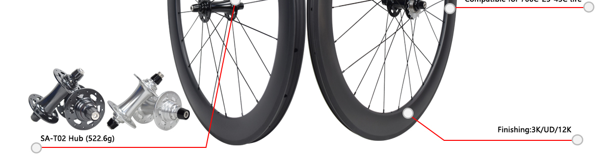 Lightweight Carbon Fixed Gear 700C Wheelset