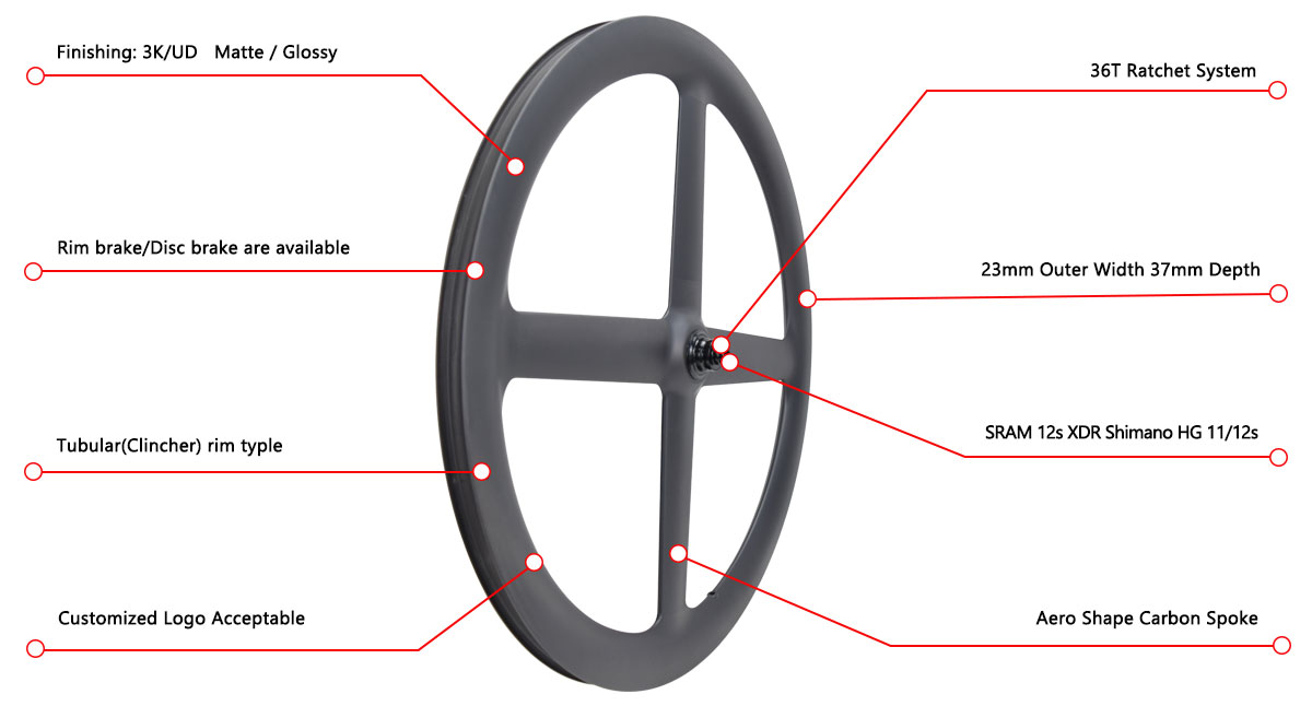 4-spoke carbon wheels for road bike track bike TT bike