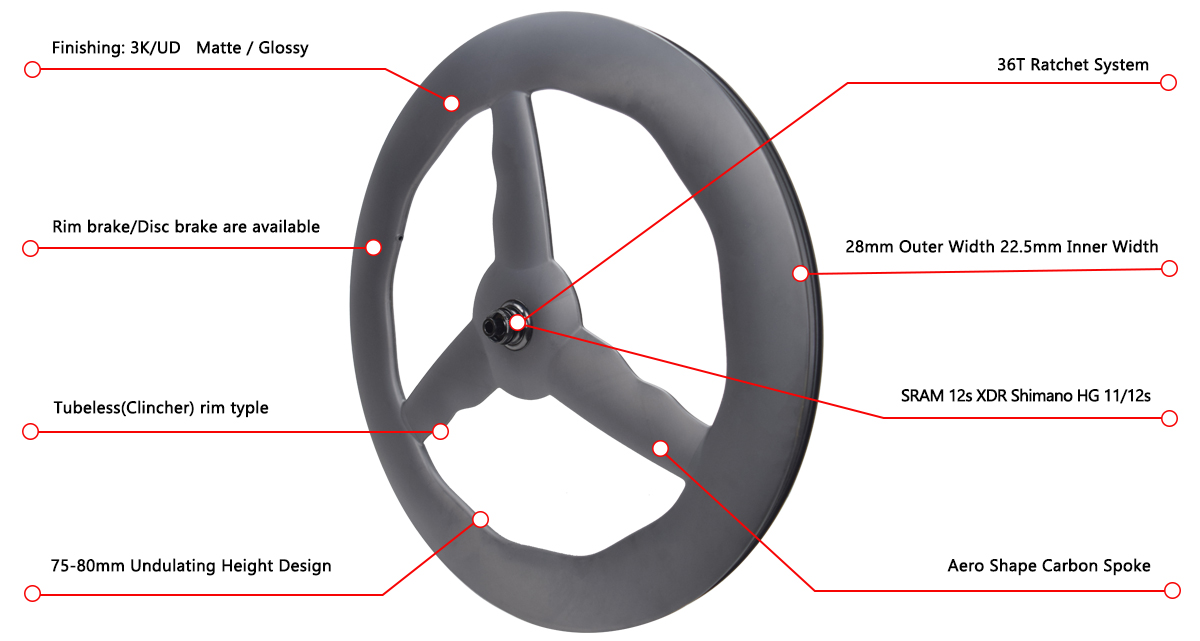 3-spoke carbon wheels for road bike track bike TT bike 3-spoke carbon wheels for road bike track bike TT bike